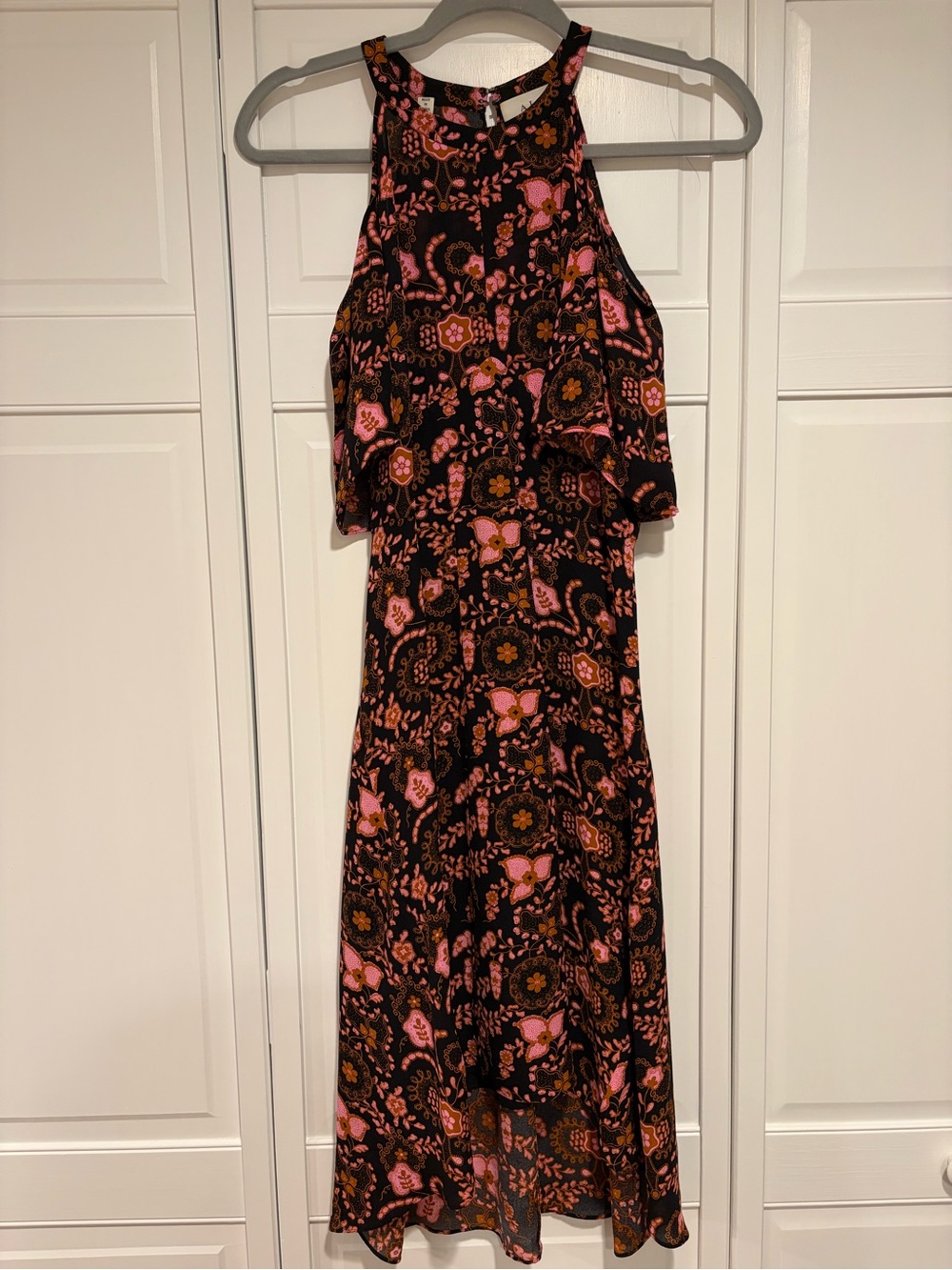 A.L.C. Black Dress with Pink & Orange Floral Motif